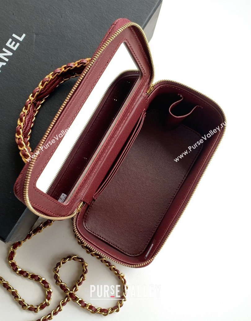 Chanel Grained Calfskin Vanity Case with Top Handle Burgundy 2025 AP4799 (yezi-251009094)