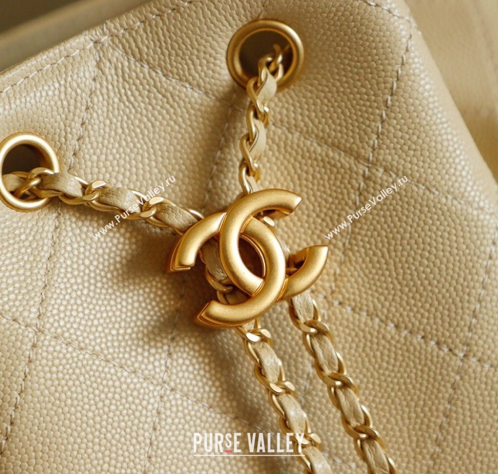 Chanel Grained Calfskin 25 Medium Backpack Bag Apricot Yellow 2025 AS5600 (yezi-251009099)