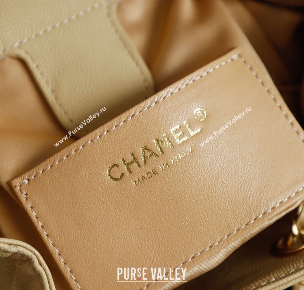 Chanel Grained Calfskin 25 Medium Backpack Bag Apricot Yellow 2025 AS5600 (yezi-251009099)