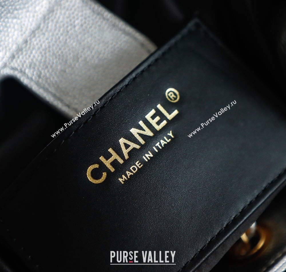 Chanel Grained Calfskin 25 Medium Backpack Bag Silver 2025 AS5600 (yezi-251009100)