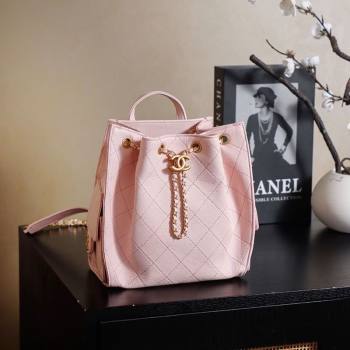 Chanel Grained Calfskin 25 Medium Backpack Bag Light Pink 2025 AS5600 (yezi-251009098)