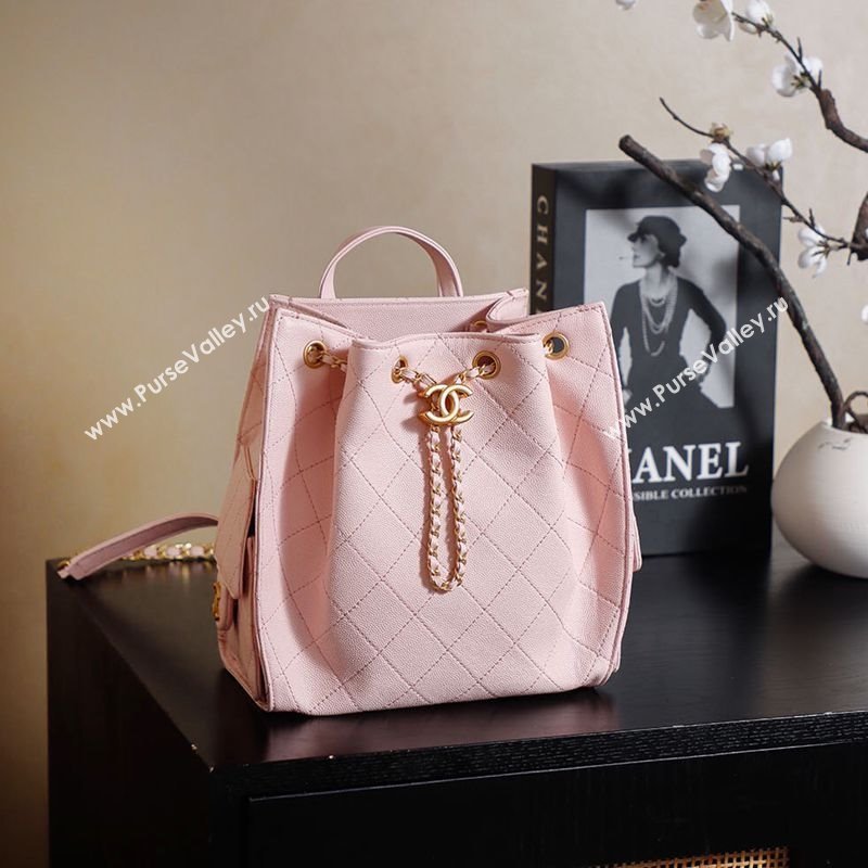 Chanel Grained Calfskin 25 Medium Backpack Bag Light Pink 2025 AS5600 (yezi-251009098)