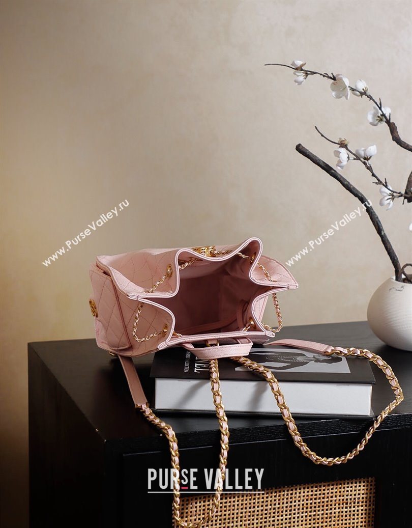 Chanel Grained Calfskin 25 Medium Backpack Bag Light Pink 2025 AS5600 (yezi-251009098)