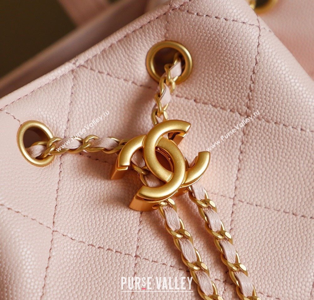 Chanel Grained Calfskin 25 Medium Backpack Bag Light Pink 2025 AS5600 (yezi-251009098)