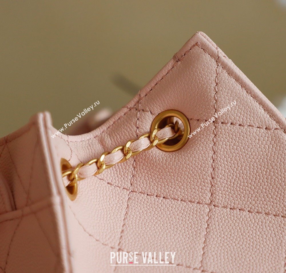 Chanel Grained Calfskin 25 Medium Backpack Bag Light Pink 2025 AS5600 (yezi-251009098)