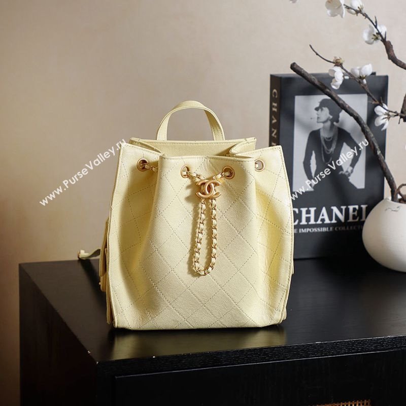 Chanel Grained Calfskin 25 Medium Backpack Bag Lemon Yellow 2025 AS5600 (yezi-251009101)