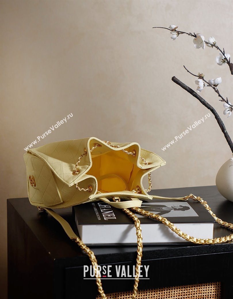 Chanel Grained Calfskin 25 Medium Backpack Bag Lemon Yellow 2025 AS5600 (yezi-251009101)