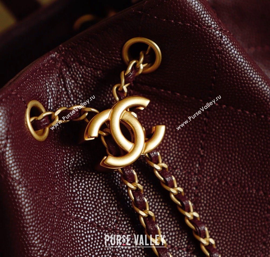 Chanel Grained Calfskin 25 Medium Backpack Bag Burgundy 2025 AS5600 (yezi-251009102)