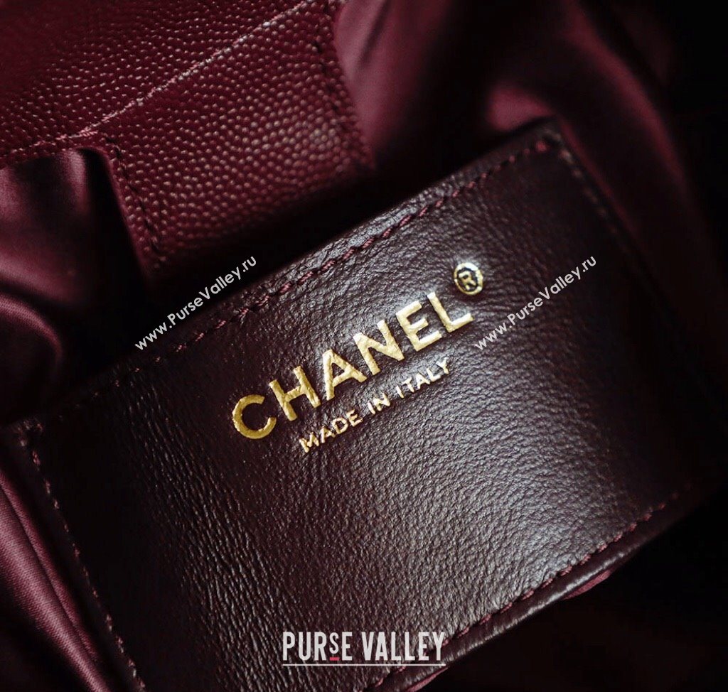 Chanel Grained Calfskin 25 Medium Backpack Bag Burgundy 2025 AS5600 (yezi-251009102)