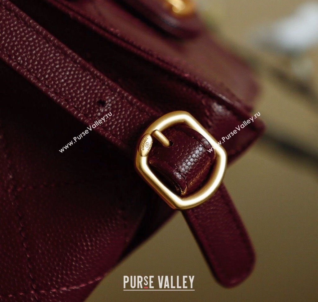 Chanel Grained Calfskin 25 Medium Backpack Bag Burgundy 2025 AS5600 (yezi-251009102)