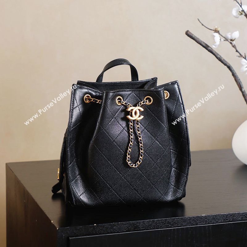 Chanel Grained Calfskin 25 Medium Backpack Bag Black 2025 AS5600 (yezi-251009104)