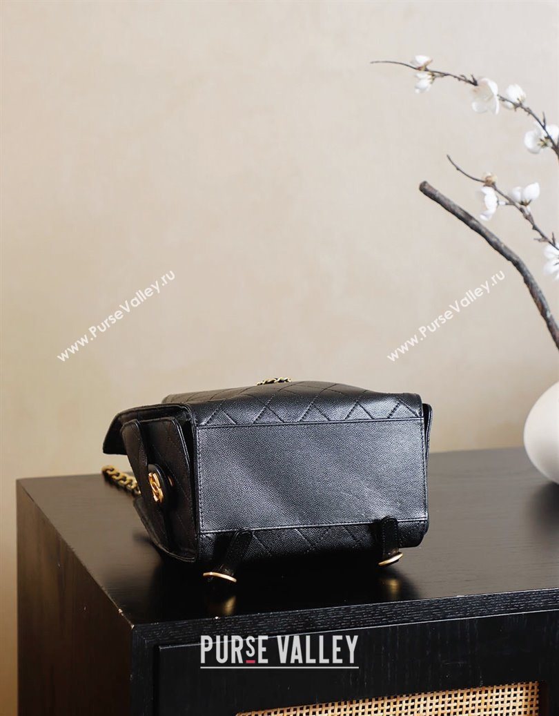 Chanel Grained Calfskin 25 Medium Backpack Bag Black 2025 AS5600 (yezi-251009104)