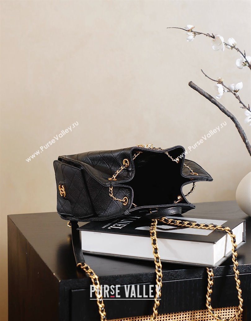 Chanel Grained Calfskin 25 Medium Backpack Bag Black 2025 AS5600 (yezi-251009104)