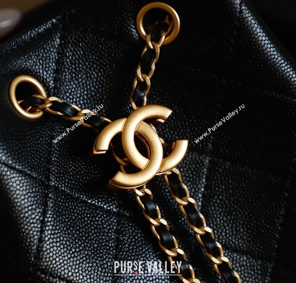 Chanel Grained Calfskin 25 Medium Backpack Bag Black 2025 AS5600 (yezi-251009104)