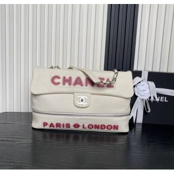 Chanel Printed Leather Vintage Airport Flap Bag A9902 White/Red 2025 (yezi-251009105)