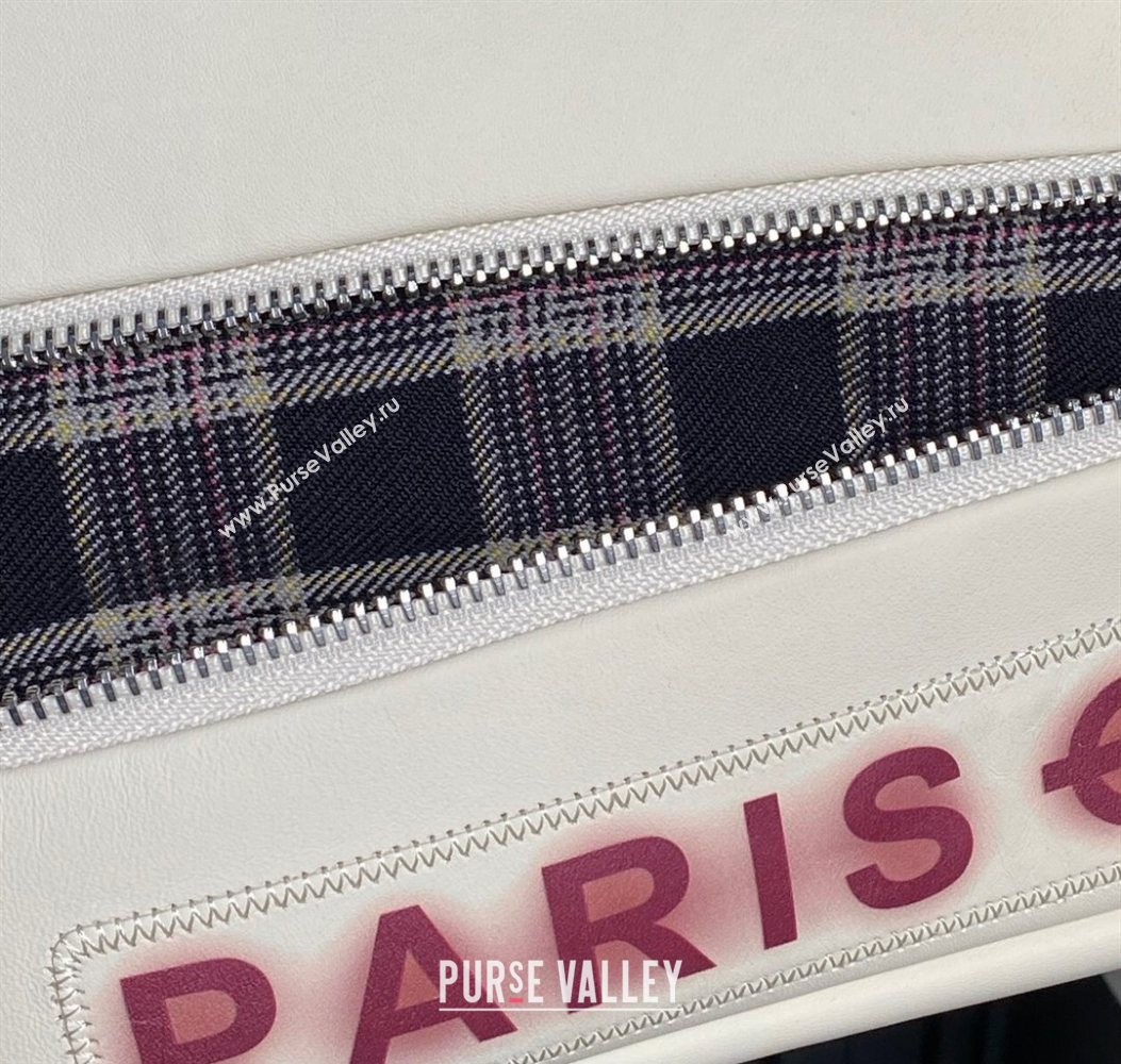 Chanel Printed Leather Vintage Airport Flap Bag A9902 White/Red 2025 (yezi-251009105)