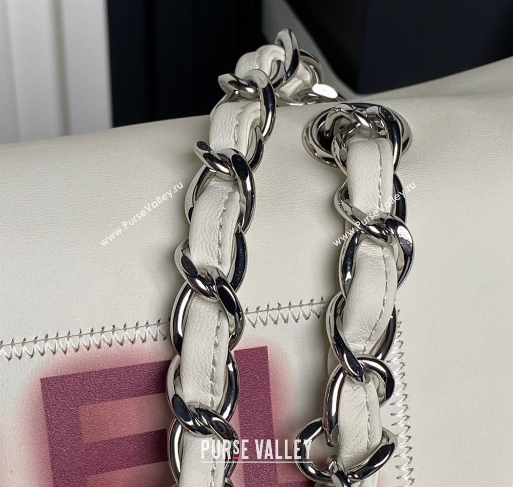 Chanel Printed Leather Vintage Airport Flap Bag A9902 White/Red 2025 (yezi-251009105)