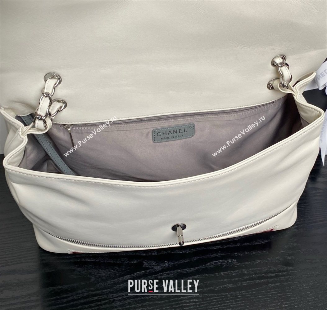 Chanel Printed Leather Vintage Airport Flap Bag A9902 White/Red 2025 (yezi-251009105)