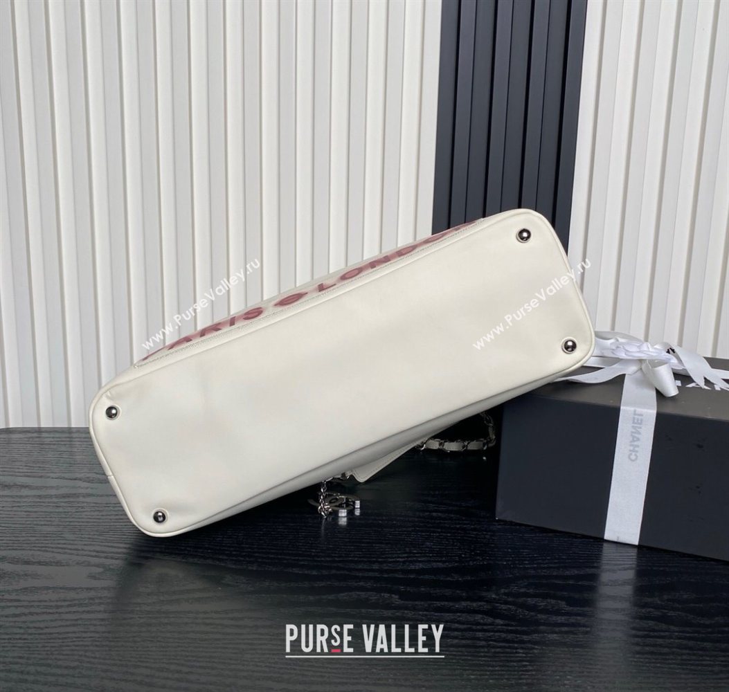 Chanel Printed Leather Vintage Airport Flap Bag A9902 White/Red 2025 (yezi-251009105)