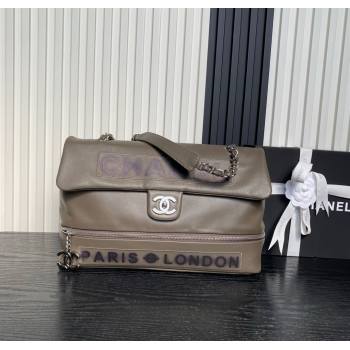 Chanel Printed Leather Vintage Airport Flap Bag A9902 Grey 2025 (yezi-251009106)