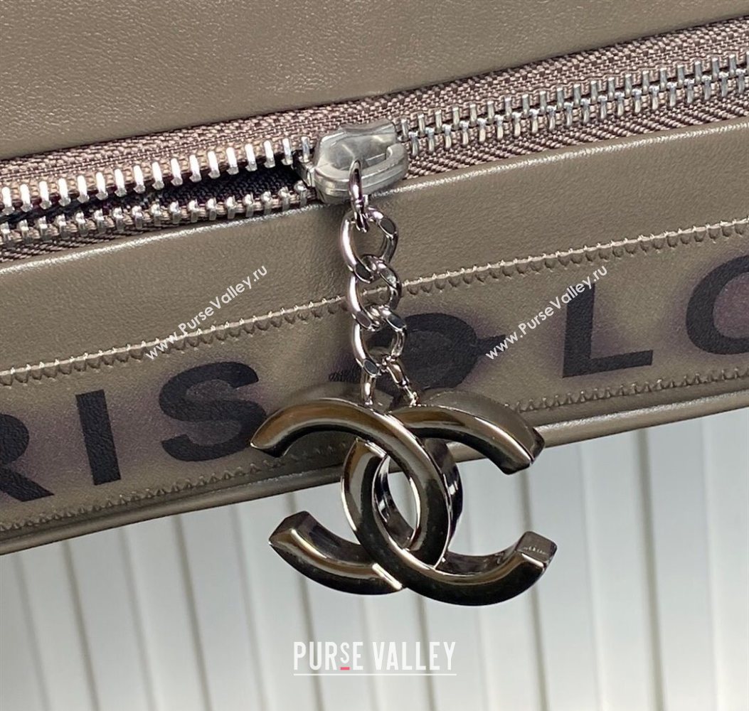 Chanel Printed Leather Vintage Airport Flap Bag A9902 Grey 2025 (yezi-251009106)