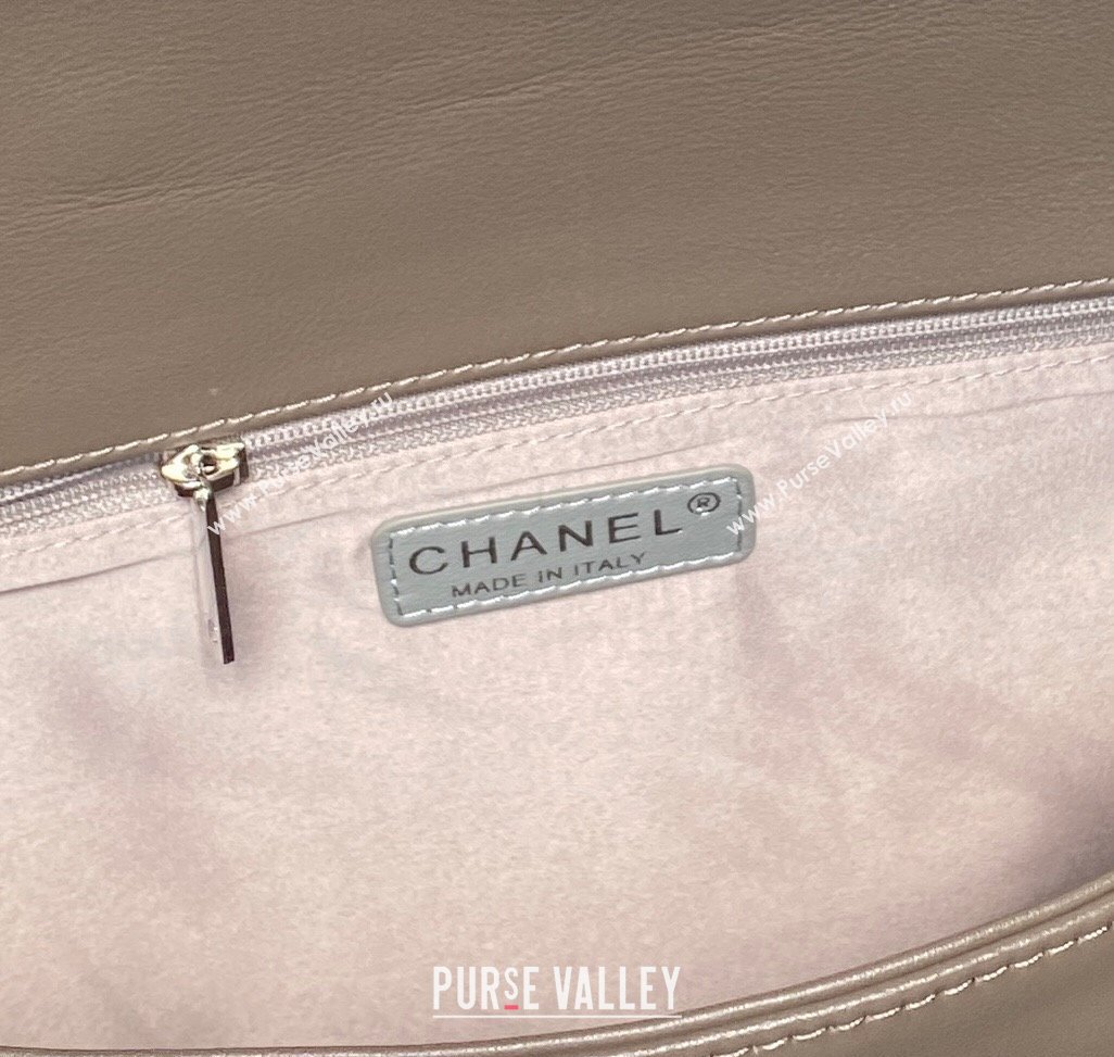 Chanel Printed Leather Vintage Airport Flap Bag A9902 Grey 2025 (yezi-251009106)
