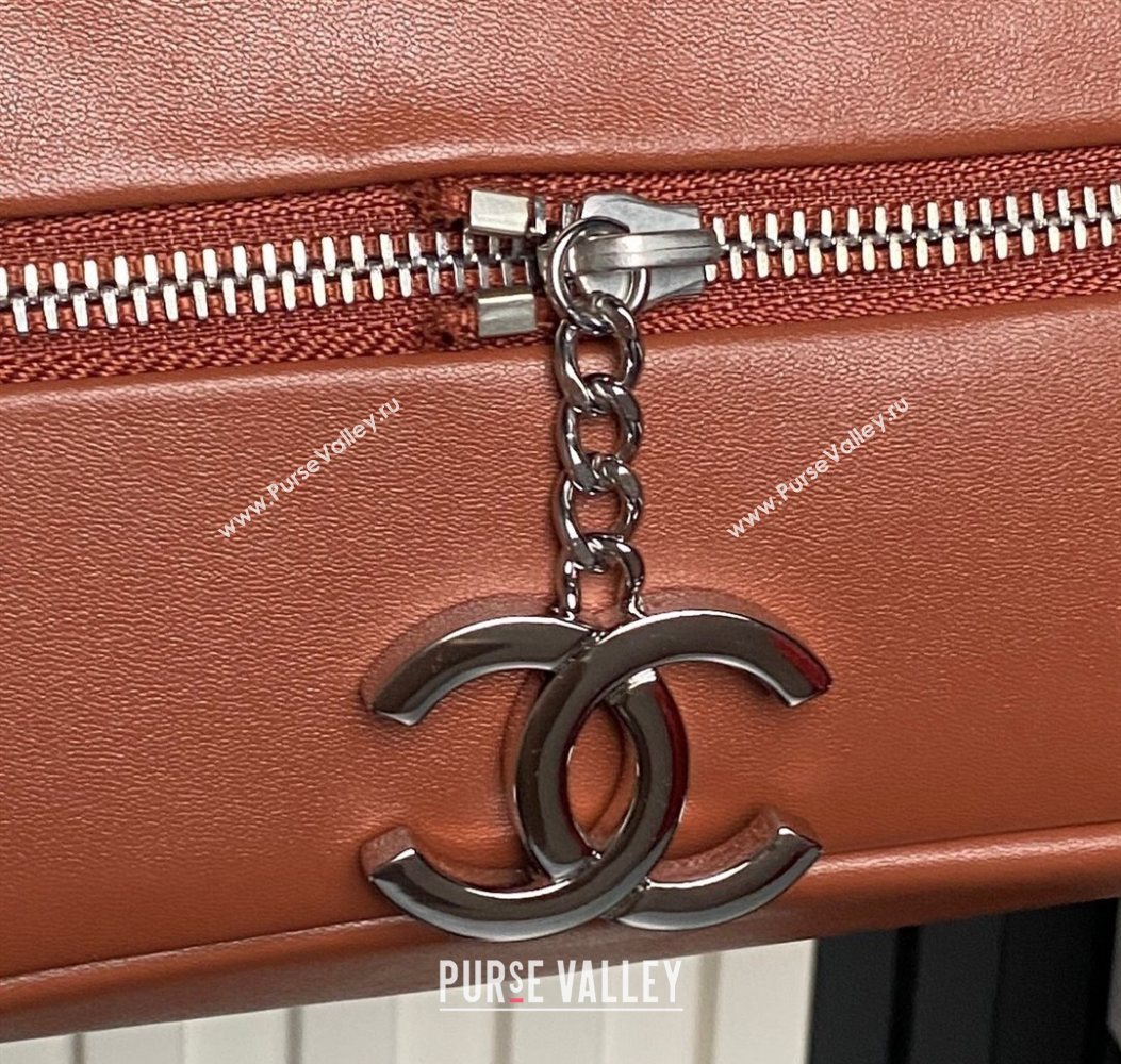 Chanel Printed Leather Vintage Airport Flap Bag A9902 Brown 2025 (yezi-251009107)