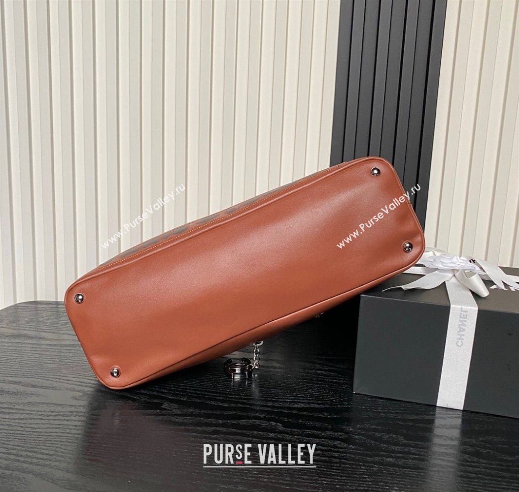 Chanel Printed Leather Vintage Airport Flap Bag A9902 Brown 2025 (yezi-251009107)