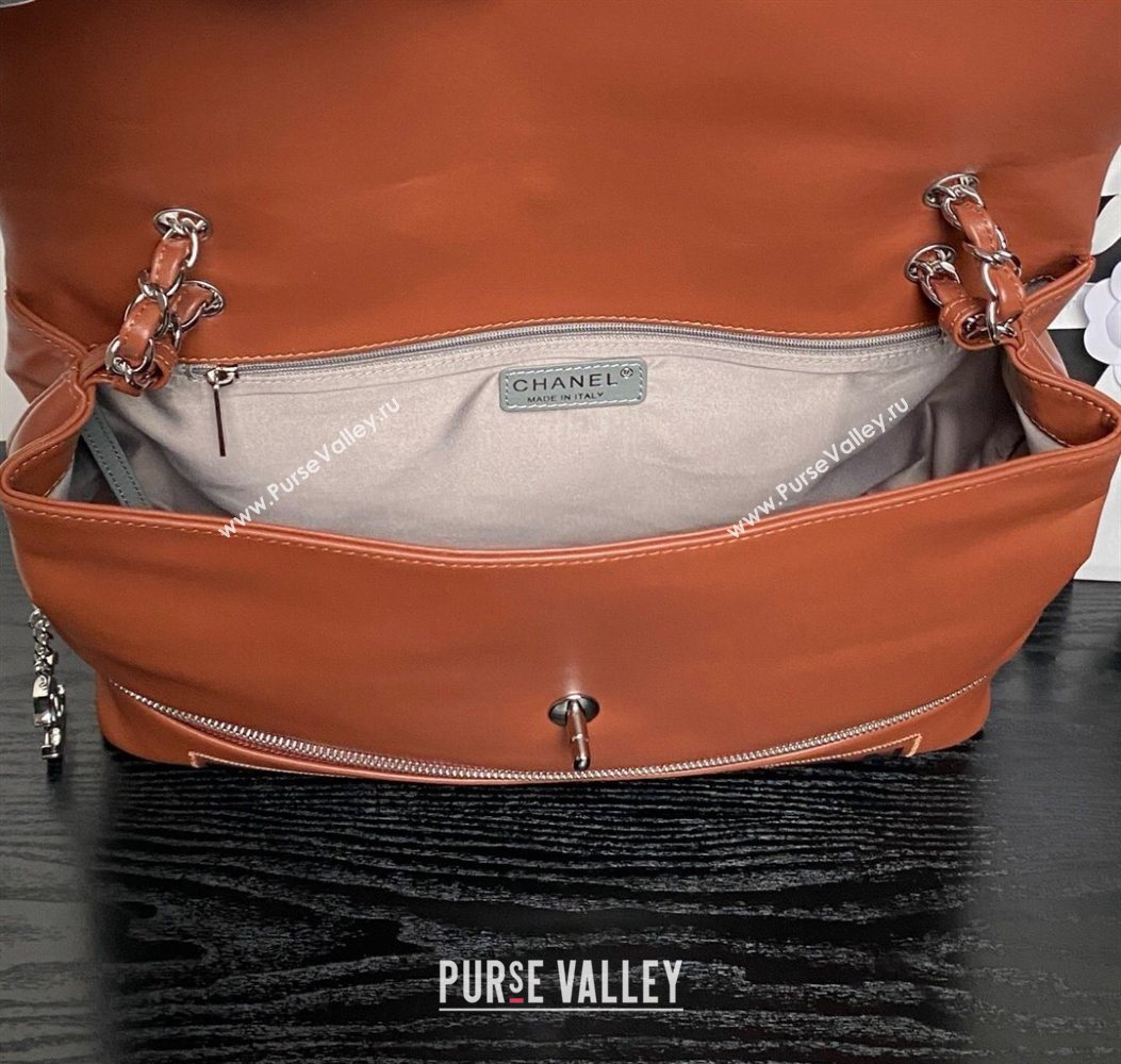 Chanel Printed Leather Vintage Airport Flap Bag A9902 Brown 2025 (yezi-251009107)