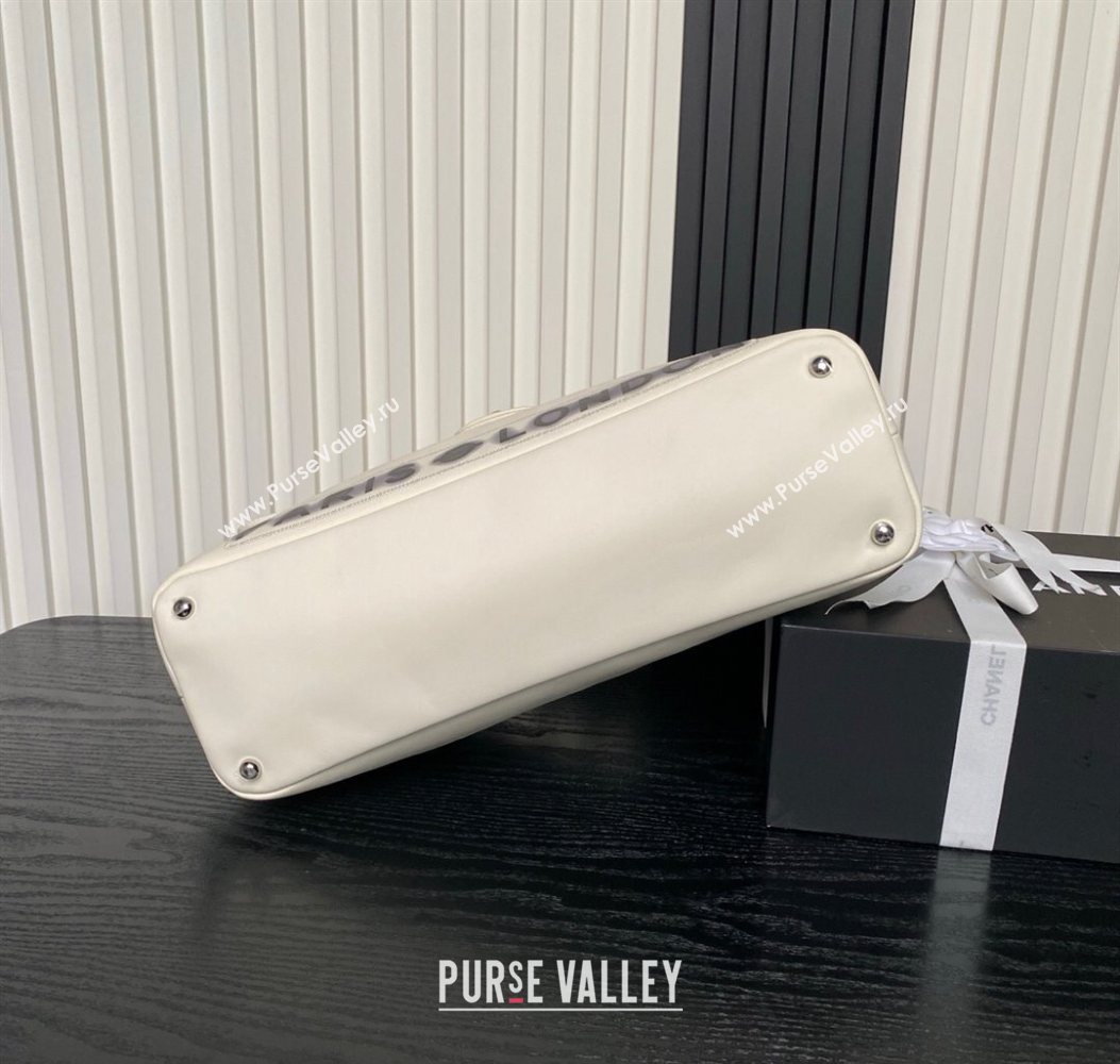 Chanel Printed Leather Vintage Airport Flap Bag A9902 White/Black 2025 (yezi-251009108)