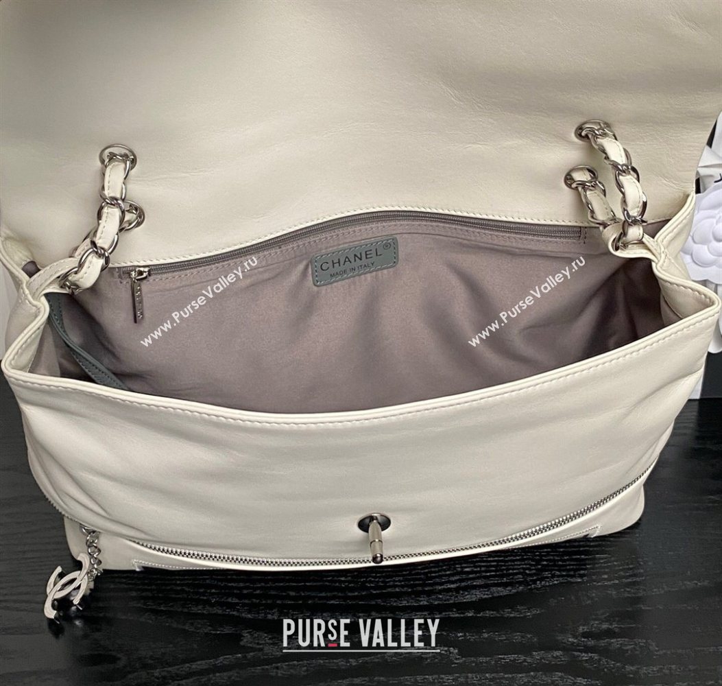 Chanel Printed Leather Vintage Airport Flap Bag A9902 White/Black 2025 (yezi-251009108)