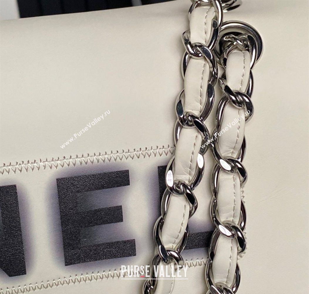 Chanel Printed Leather Vintage Airport Flap Bag A9902 White/Black 2025 (yezi-251009108)