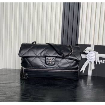 Chanel Quilted Calfskin Leather Vintage Airport Flap Bag A9902 Black 2025 (yezi-251010001)