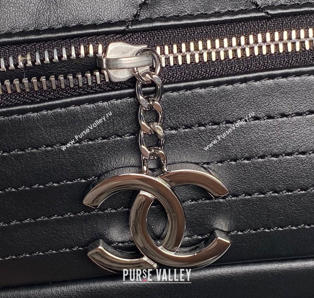 Chanel Quilted Calfskin Leather Vintage Airport Flap Bag A9902 Black 2025 (yezi-251010001)