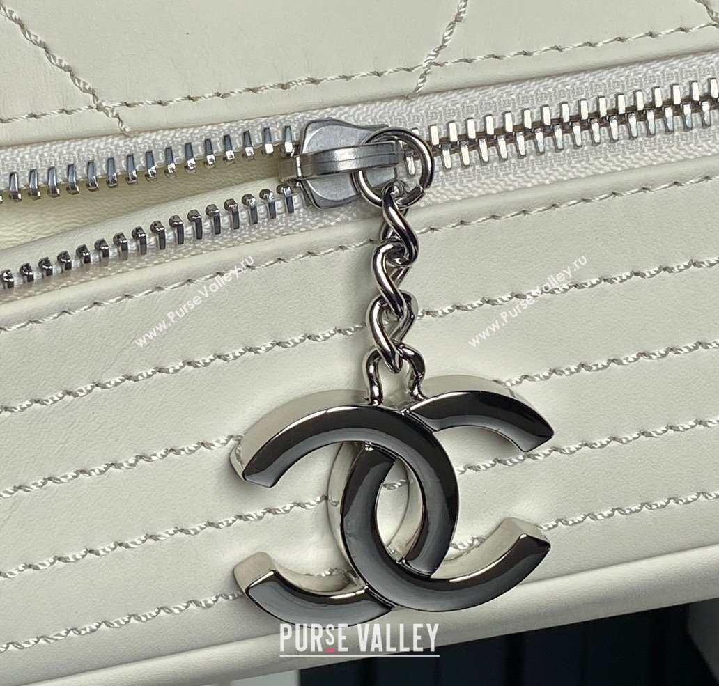 Chanel Quilted Calfskin Leather Vintage Airport Flap Bag A9902 White 2025 (yezi-251010002)