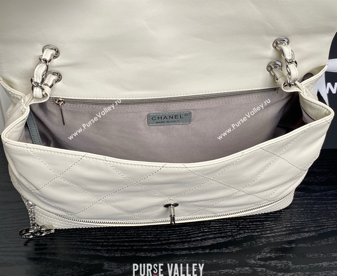 Chanel Quilted Calfskin Leather Vintage Airport Flap Bag A9902 White 2025 (yezi-251010002)