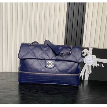Chanel Quilted Calfskin Leather Vintage Airport Flap Bag A9902 Blue 2025 (yezi-251010003)