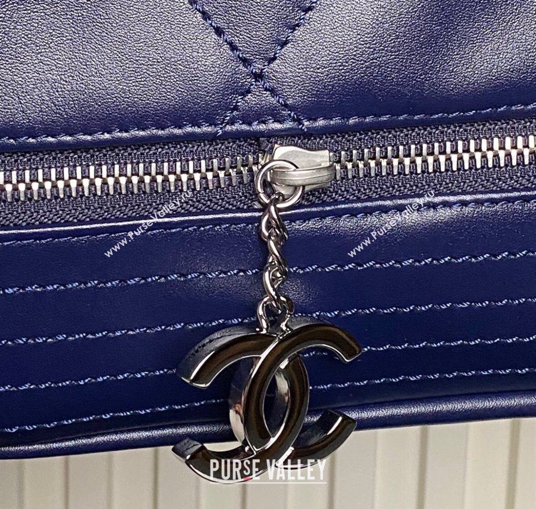 Chanel Quilted Calfskin Leather Vintage Airport Flap Bag A9902 Blue 2025 (yezi-251010003)