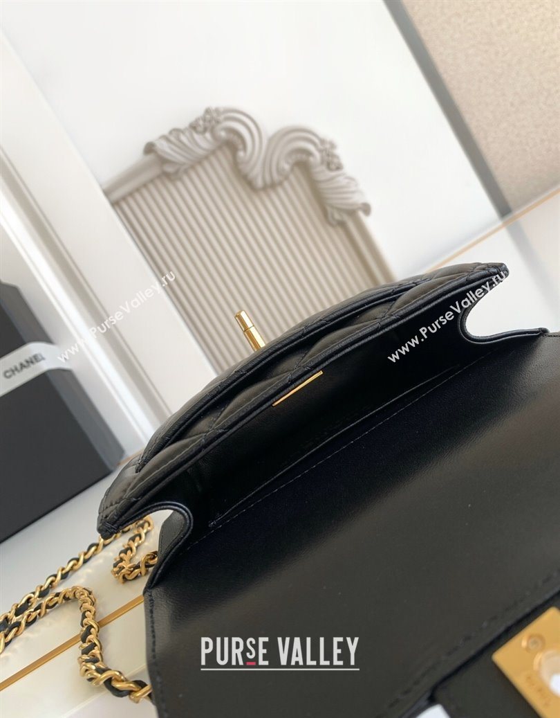 Chanel Shiny Lambskin Clutch with chain and Top Handle Black 2025 AP4675 (yezi-251009085)