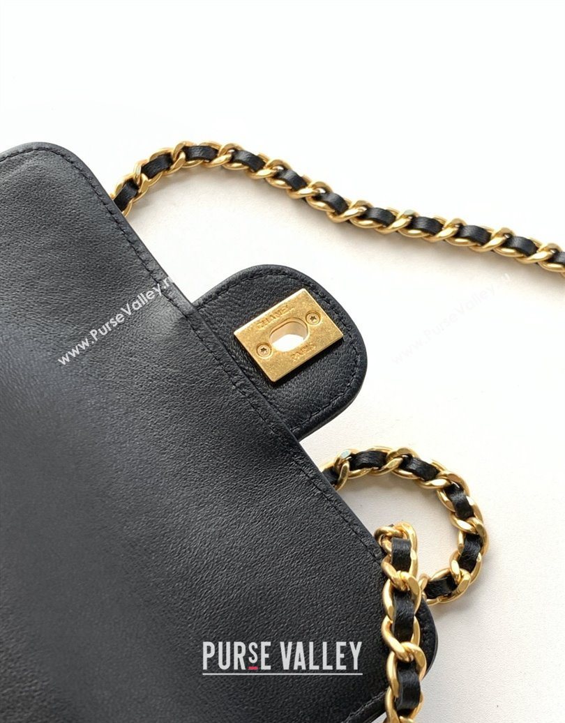 Chanel Shiny Lambskin Clutch with chain and Top Handle Black 2025 AP4675 (yezi-251009085)