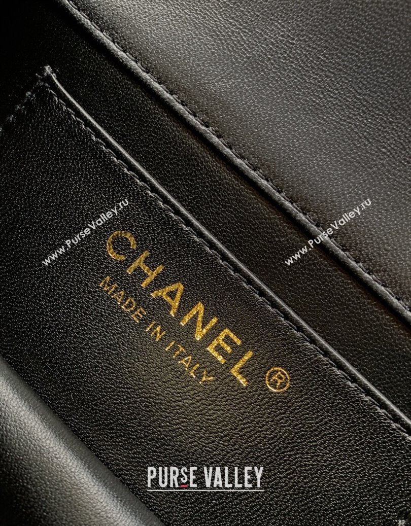Chanel Shiny Lambskin Clutch with chain and Top Handle Black 2025 AP4675 (yezi-251009085)