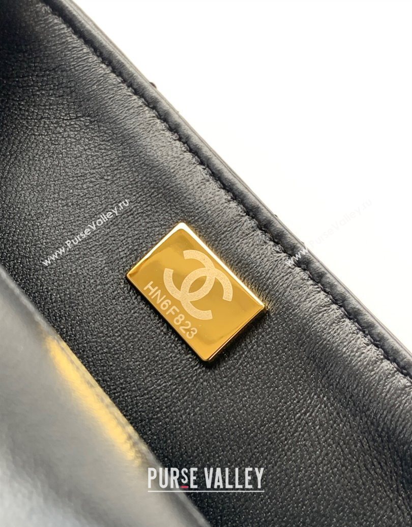 Chanel Shiny Lambskin Clutch with chain and Top Handle Black 2025 AP4675 (yezi-251009085)