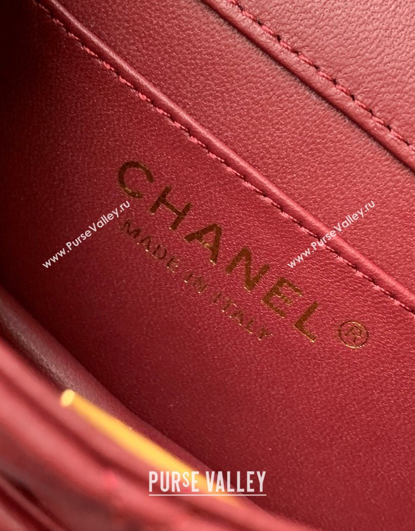 Chanel Shiny Lambskin Clutch with chain and Top Handle Dark Burgundy 2025 AP4675 (yezi-251009086)