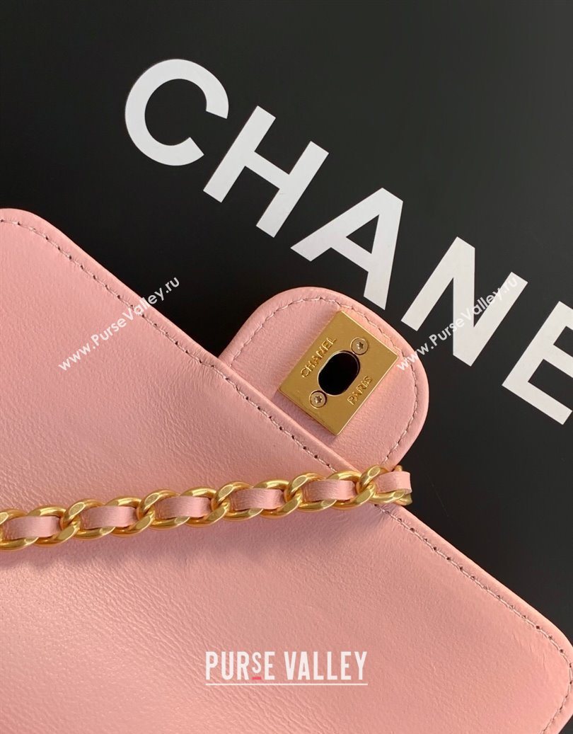 Chanel Shiny Lambskin Clutch with chain and Top Handle Light Pink 2025 AP4675 (yezi-251009087)