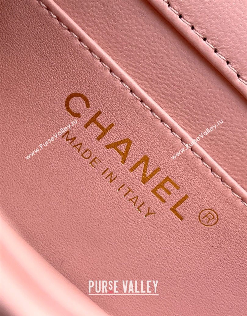 Chanel Shiny Lambskin Clutch with chain and Top Handle Light Pink 2025 AP4675 (yezi-251009087)