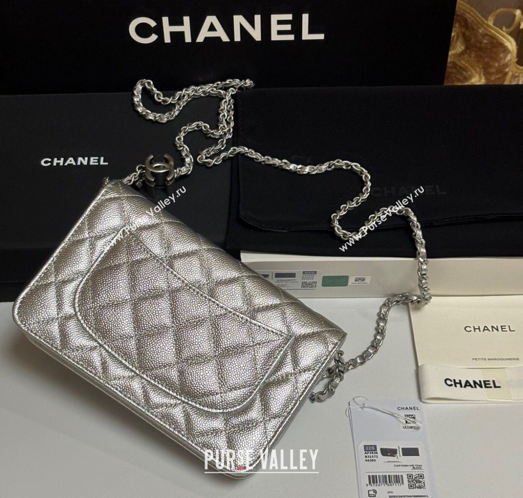 Chanel Grained Calfskin Wallet On Chain WOC AP3938 Silver 2025 (yezi-251010008)