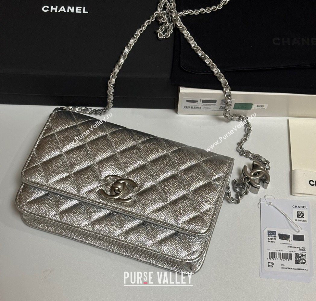 Chanel Grained Calfskin Wallet On Chain WOC AP3938 Silver 2025 (yezi-251010008)