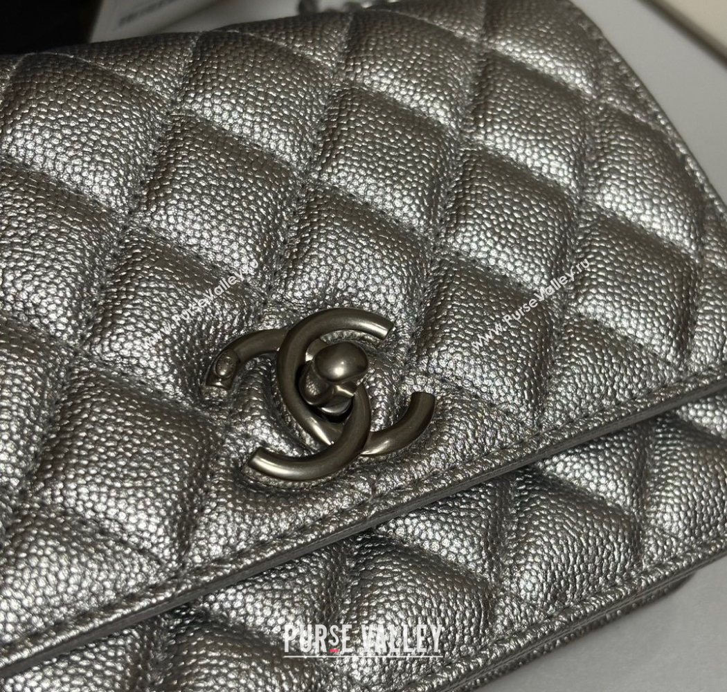 Chanel Grained Calfskin Wallet On Chain WOC AP3938 Silver 2025 (yezi-251010008)
