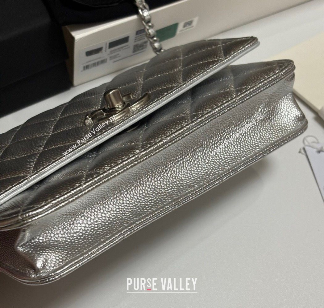 Chanel Grained Calfskin Wallet On Chain WOC AP3938 Silver 2025 (yezi-251010008)