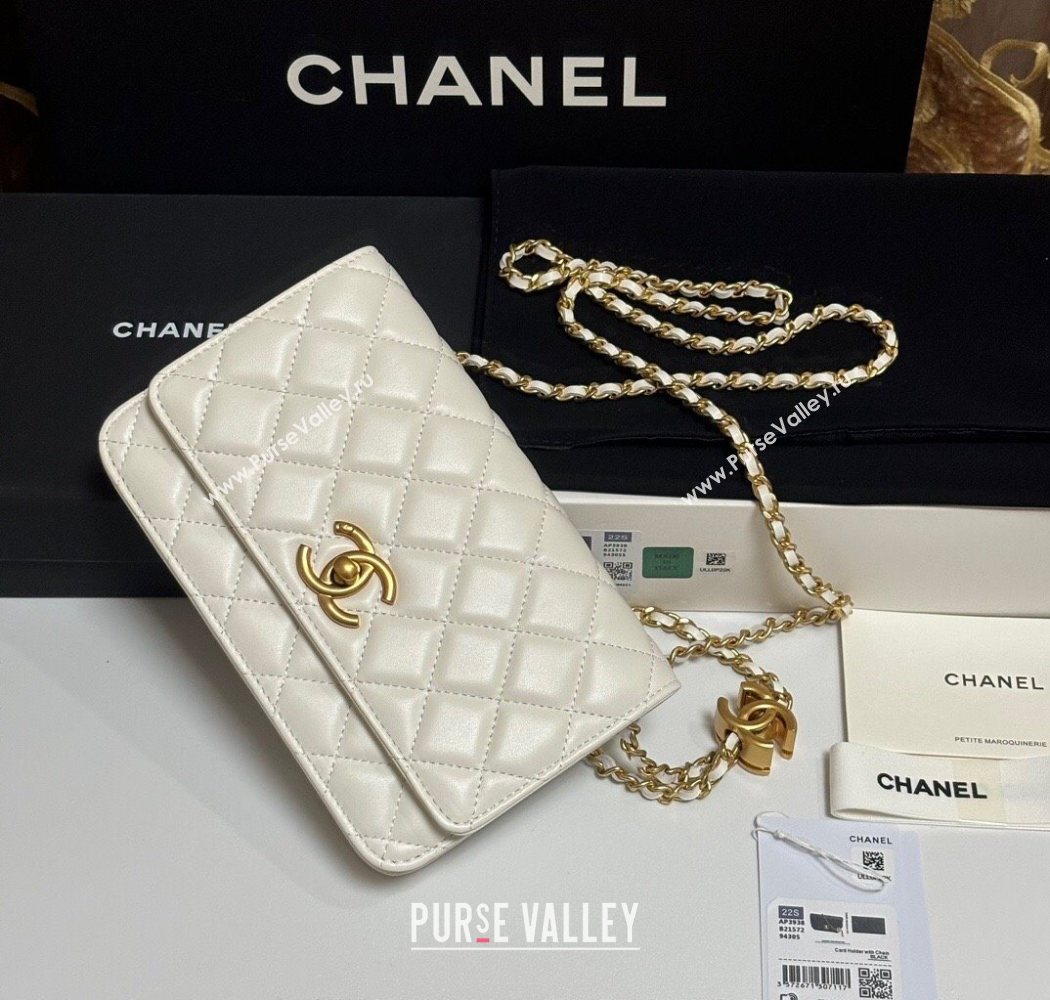 Chanel Shiny Lambskin Wallet On Chain WOC AP3938 White 2025 (yezi-251010009)